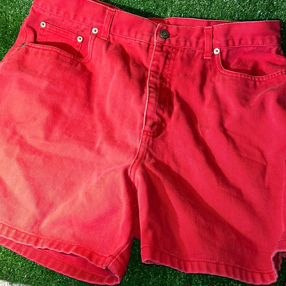 Vintage Generra High Rise Mom Jean Denim Shorts Distressed Red